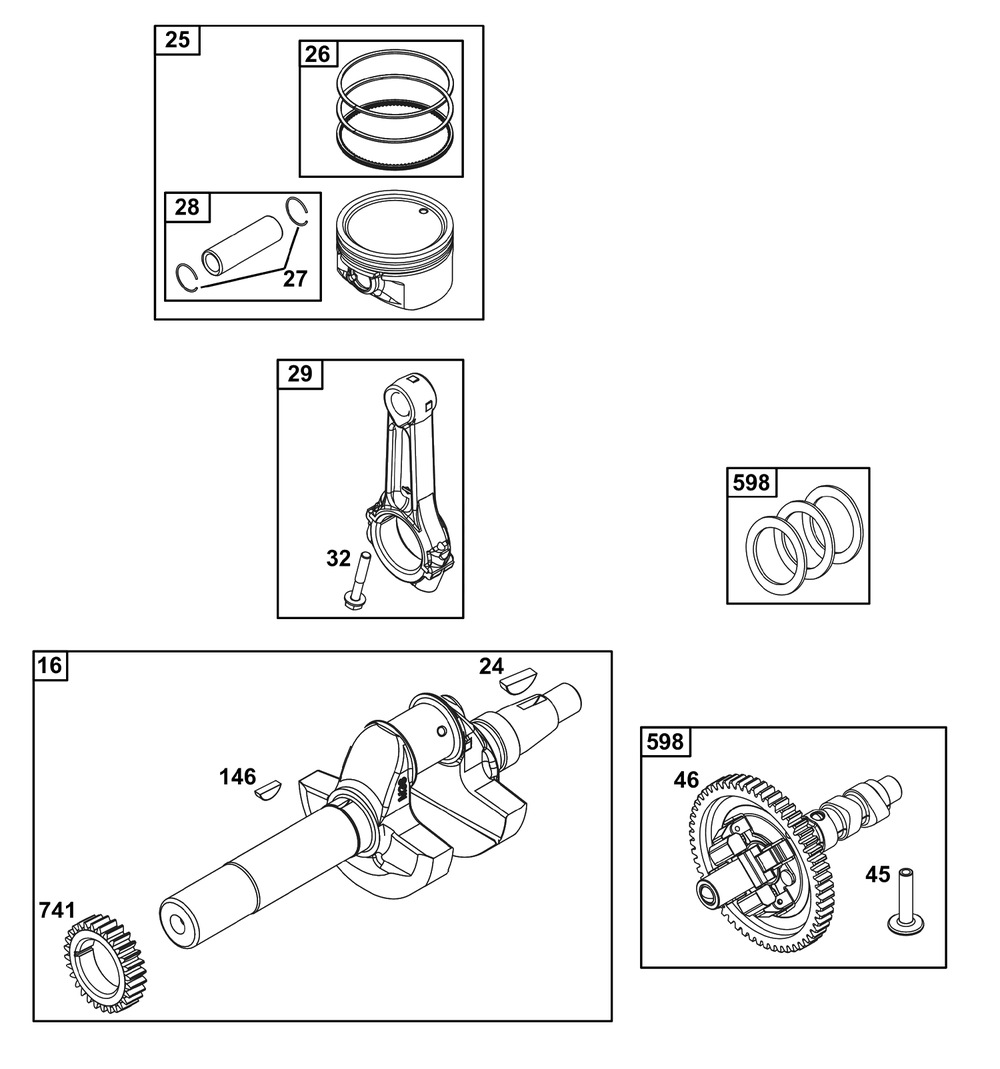Crankshaft Group Diagram and Parts List for 295347-1275-G1  Briggs and Stratton Engine